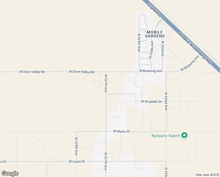 map of restaurants, bars, coffee shops, grocery stores, and more near 32721 North 227th Avenue in Wittmann