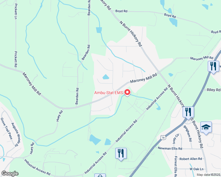 map of restaurants, bars, coffee shops, grocery stores, and more near 937 Terrace Mill Drive in Douglasville