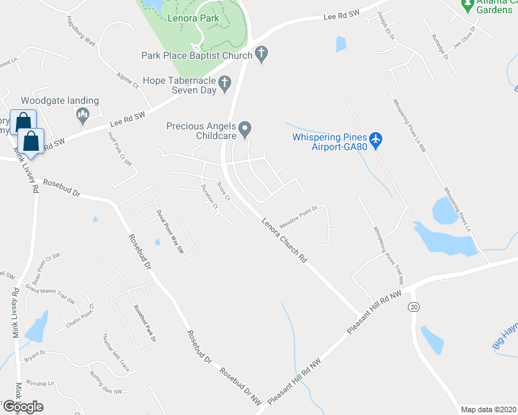 map of restaurants, bars, coffee shops, grocery stores, and more near 4575 Millenium View Court Southwest in Snellville