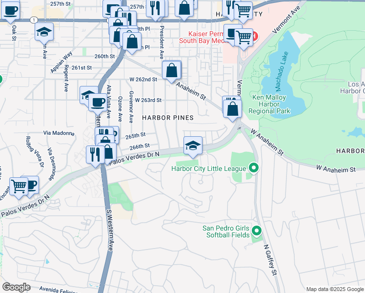 map of restaurants, bars, coffee shops, grocery stores, and more near 26614 Senator Avenue in Los Angeles