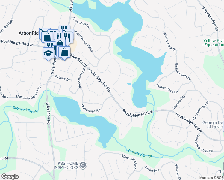 map of restaurants, bars, coffee shops, grocery stores, and more near 7159 Glen Cove Lane in Stone Mountain