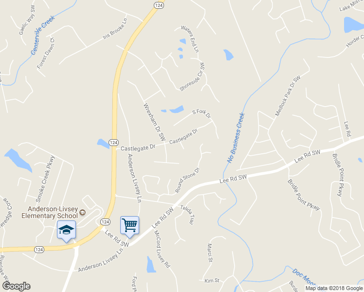 map of restaurants, bars, coffee shops, grocery stores, and more near 4229 Castle Gate Court in Snellville