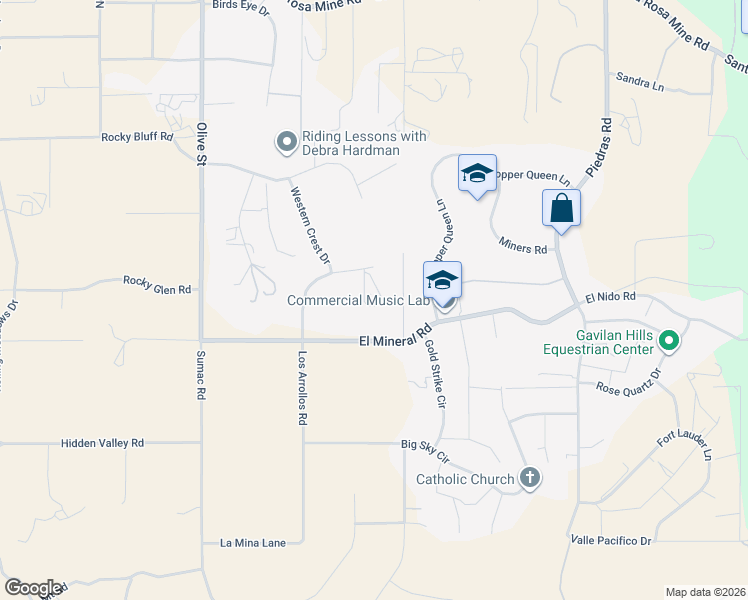 map of restaurants, bars, coffee shops, grocery stores, and more near 17425 Vanderhill Circle in Perris