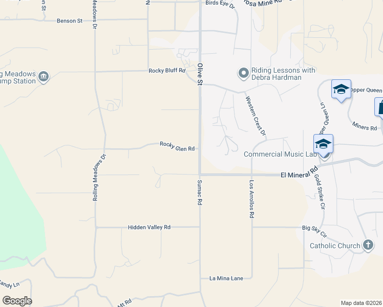 map of restaurants, bars, coffee shops, grocery stores, and more near 16995 Rocky Glen Road in Perris