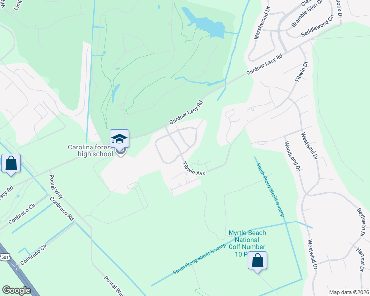 map of restaurants, bars, coffee shops, grocery stores, and more near 4811 Innisbrook Court in Myrtle Beach