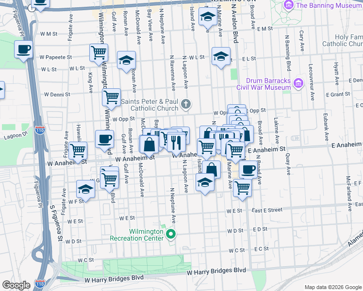 map of restaurants, bars, coffee shops, grocery stores, and more near 823 North Lagoon Avenue in Los Angeles
