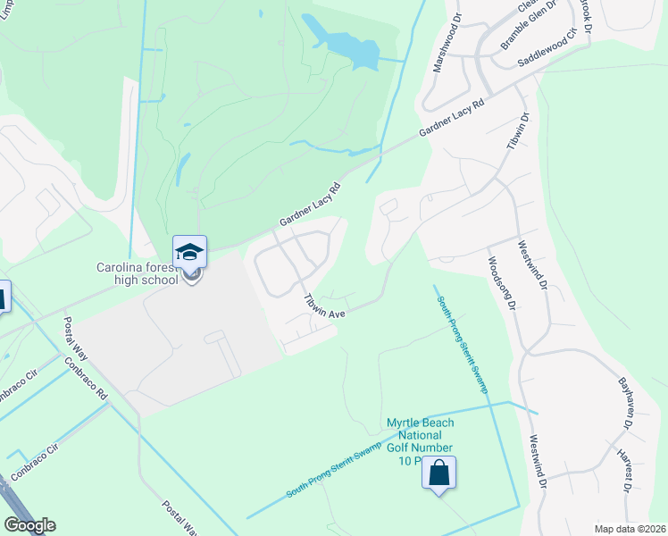 map of restaurants, bars, coffee shops, grocery stores, and more near 4818 Innisbrook Court in Myrtle Beach