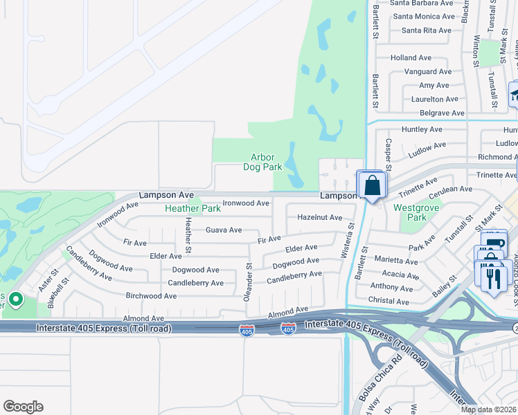 map of restaurants, bars, coffee shops, grocery stores, and more near 4672 Ironwood Avenue in Seal Beach
