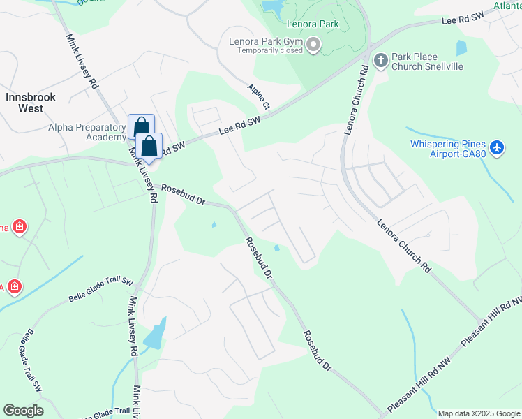 map of restaurants, bars, coffee shops, grocery stores, and more near 3433 Foster Ridge Tr Southwest in Snellville