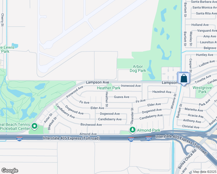 map of restaurants, bars, coffee shops, grocery stores, and more near 3921 Iris Street in Seal Beach