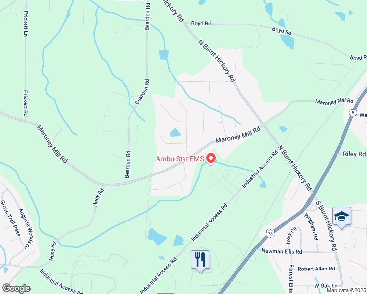map of restaurants, bars, coffee shops, grocery stores, and more near 937 Terrace Mill Drive in Douglasville