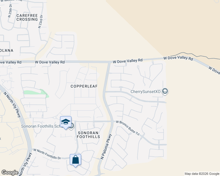 map of restaurants, bars, coffee shops, grocery stores, and more near 1838 West Dusty Wren Drive in Phoenix
