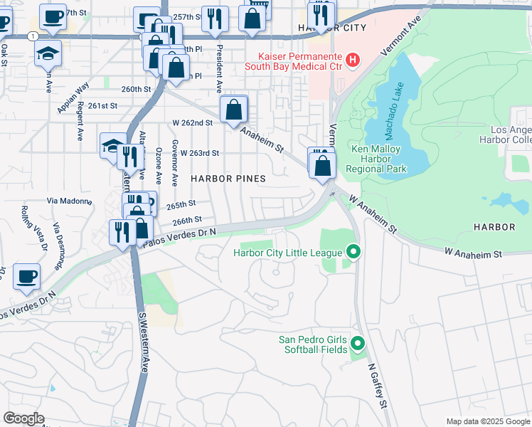 map of restaurants, bars, coffee shops, grocery stores, and more near 26614 Senator Avenue in Los Angeles