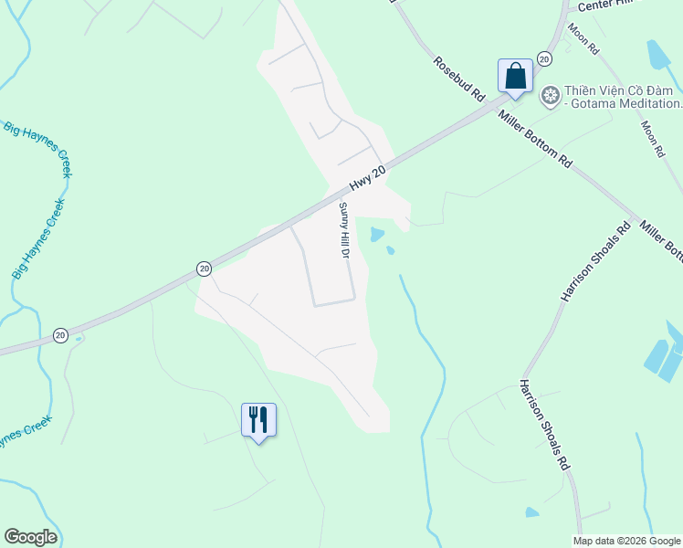map of restaurants, bars, coffee shops, grocery stores, and more near 3690 Sunny Hill Drive in Loganville