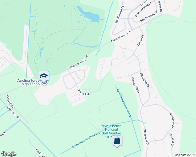 map of restaurants, bars, coffee shops, grocery stores, and more near 101 Chanticleer Village Drive in Myrtle Beach