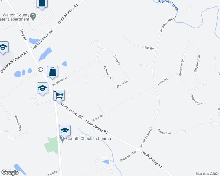 map of restaurants, bars, coffee shops, grocery stores, and more near 1688 Brandi Lane in Loganville