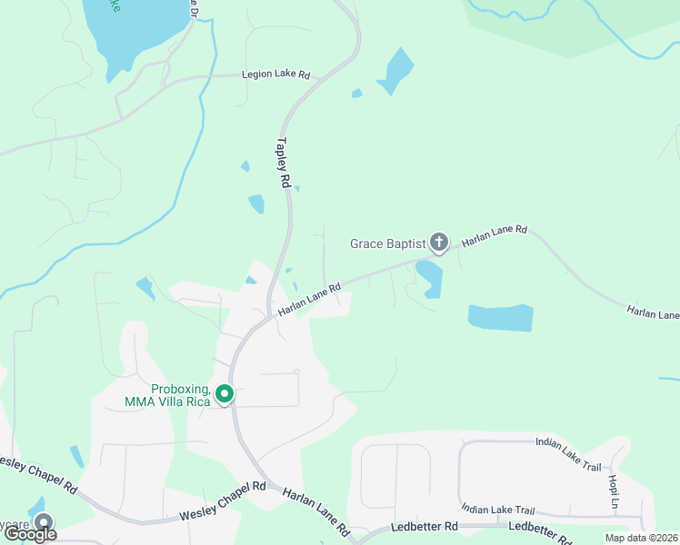 map of restaurants, bars, coffee shops, grocery stores, and more near 1154 Harlan Lane Road in Villa Rica