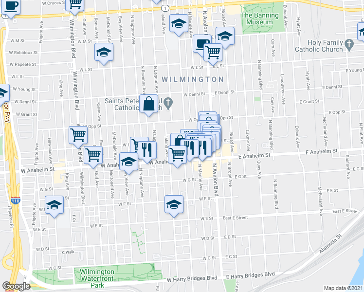 map of restaurants, bars, coffee shops, grocery stores, and more near 330 Ross Place in Los Angeles