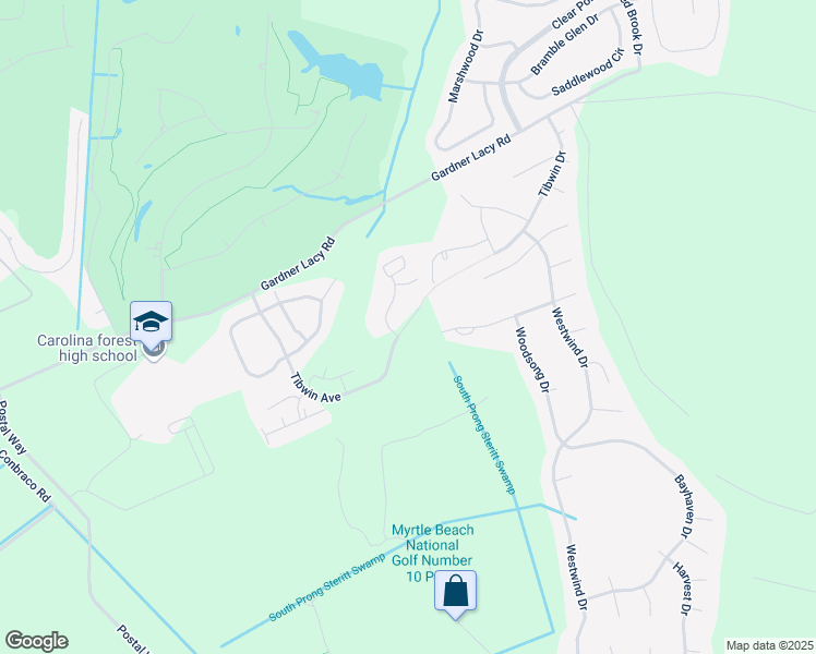 map of restaurants, bars, coffee shops, grocery stores, and more near 9564 Bald Cypress Court in Myrtle Beach