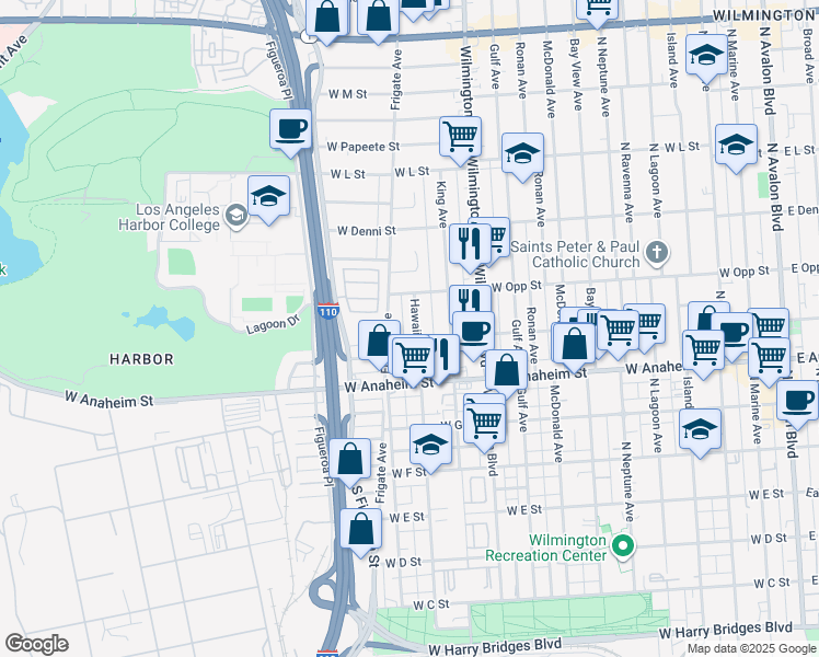 map of restaurants, bars, coffee shops, grocery stores, and more near 911 Hawaiian Avenue in Los Angeles