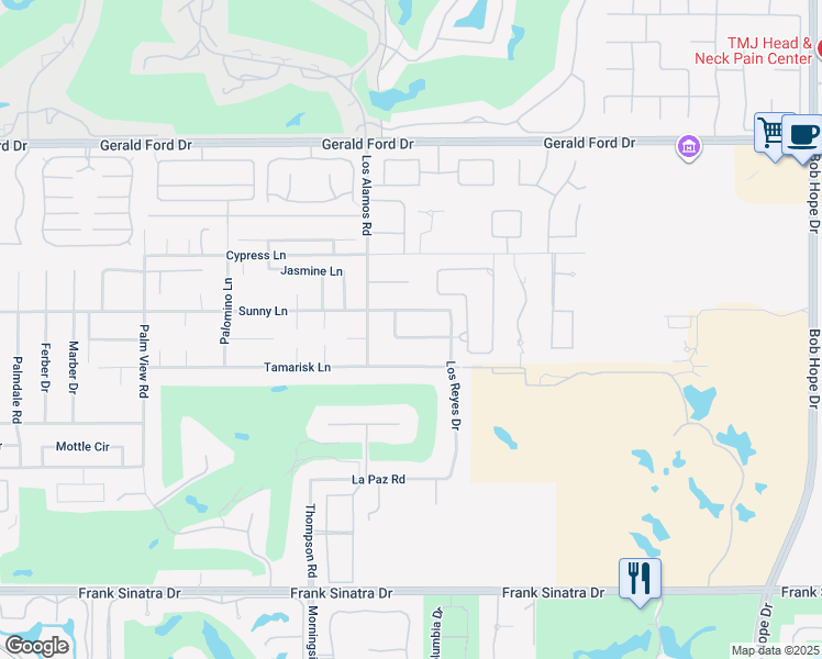 map of restaurants, bars, coffee shops, grocery stores, and more near 71108 Patricia Park Place in Rancho Mirage