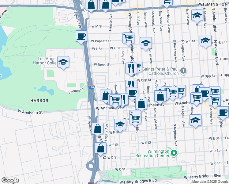 map of restaurants, bars, coffee shops, grocery stores, and more near 911 Hawaiian Avenue in Los Angeles