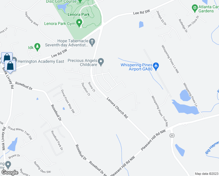 map of restaurants, bars, coffee shops, grocery stores, and more near 4610 Millenium View Court Southwest in Snellville
