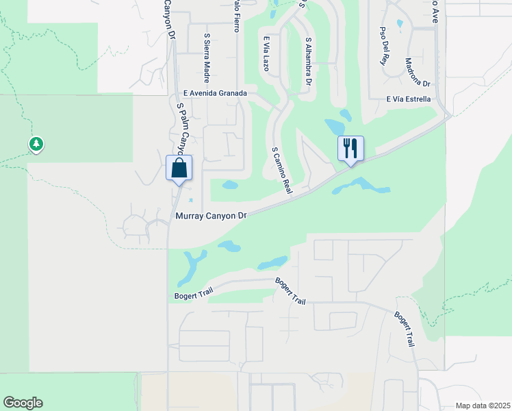 map of restaurants, bars, coffee shops, grocery stores, and more near 520 Murray Canyon Drive in Palm Springs