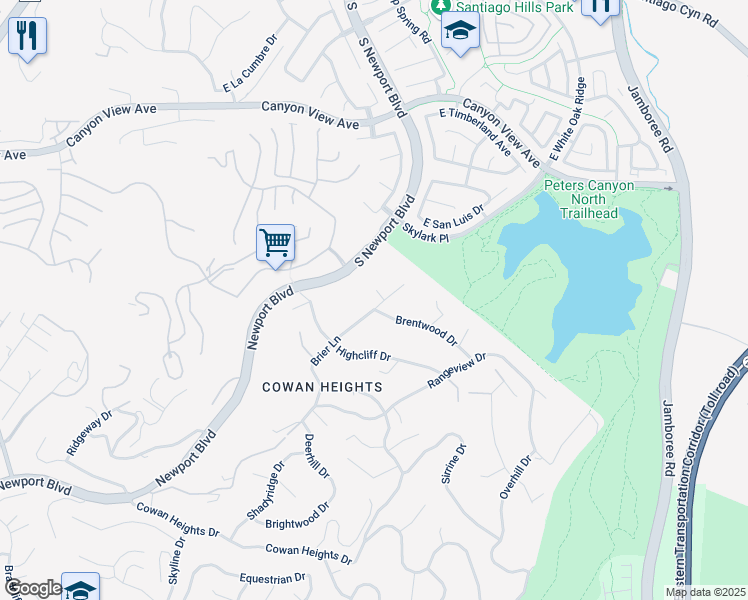 map of restaurants, bars, coffee shops, grocery stores, and more near 1578 Jade Street in Santa Ana