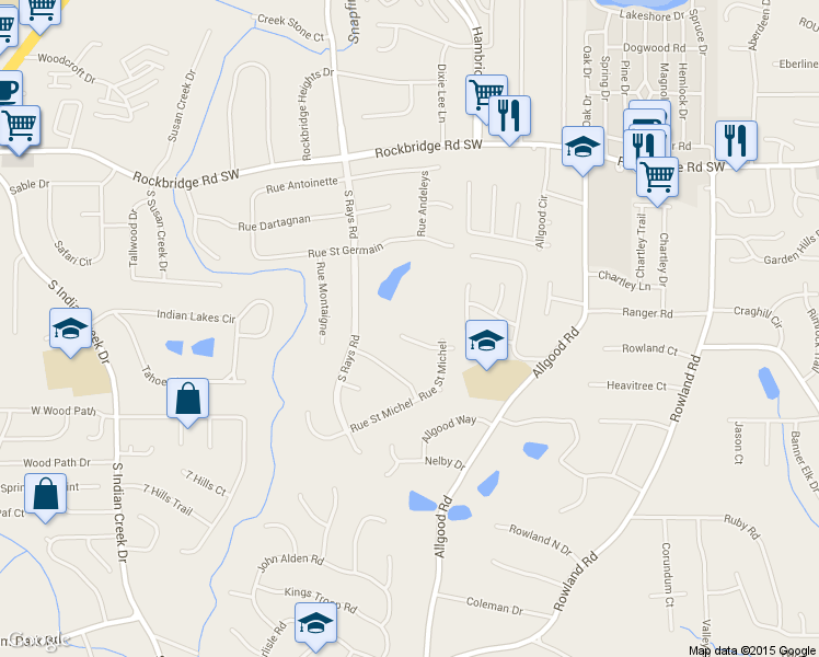 map of restaurants, bars, coffee shops, grocery stores, and more near 4262 Babette Ct in Stone Mountain