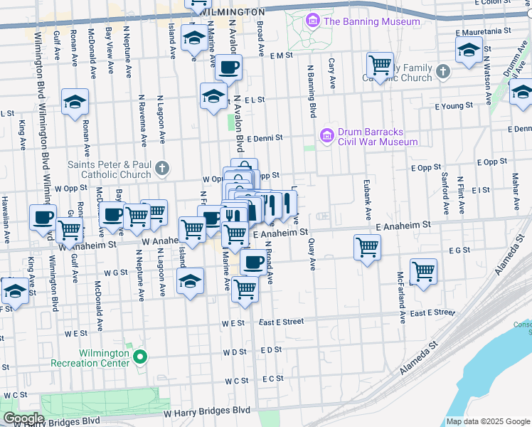 map of restaurants, bars, coffee shops, grocery stores, and more near 132 East I Street in Wilmington