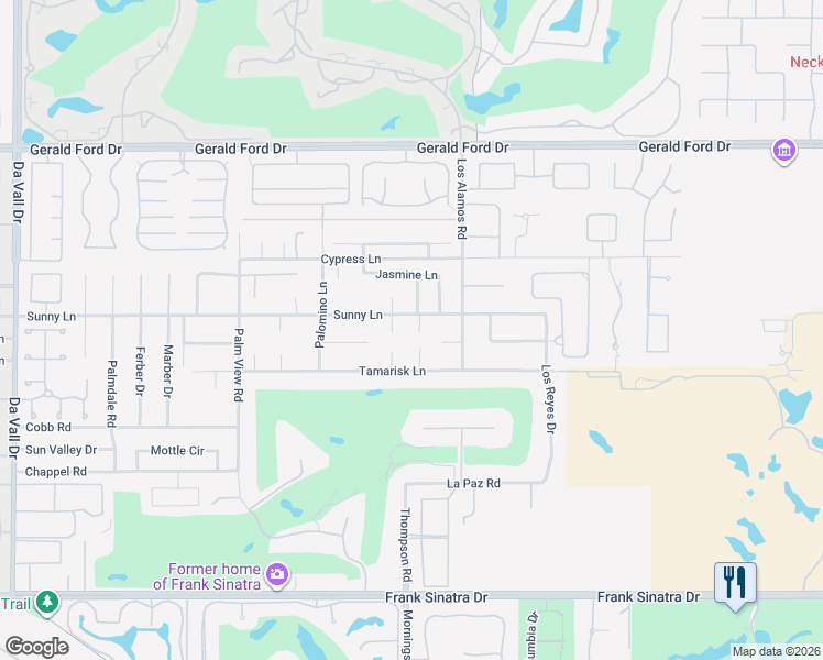 map of restaurants, bars, coffee shops, grocery stores, and more near 70881 Windsor Circle in Rancho Mirage