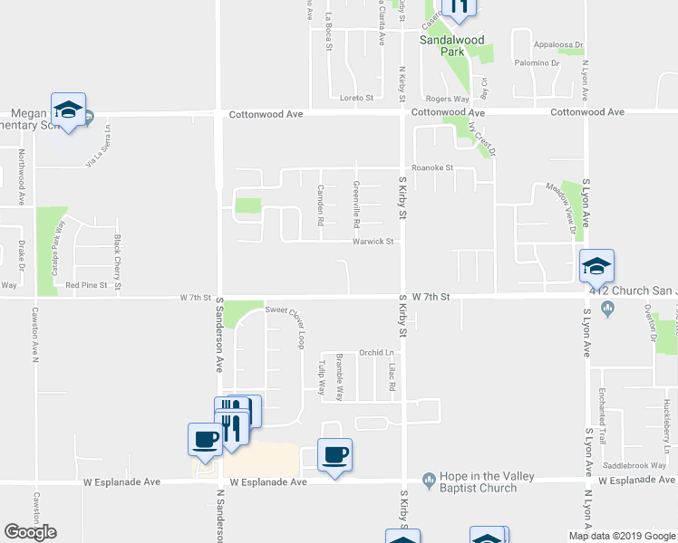map of restaurants, bars, coffee shops, grocery stores, and more near 628 Winners Circle in San Jacinto