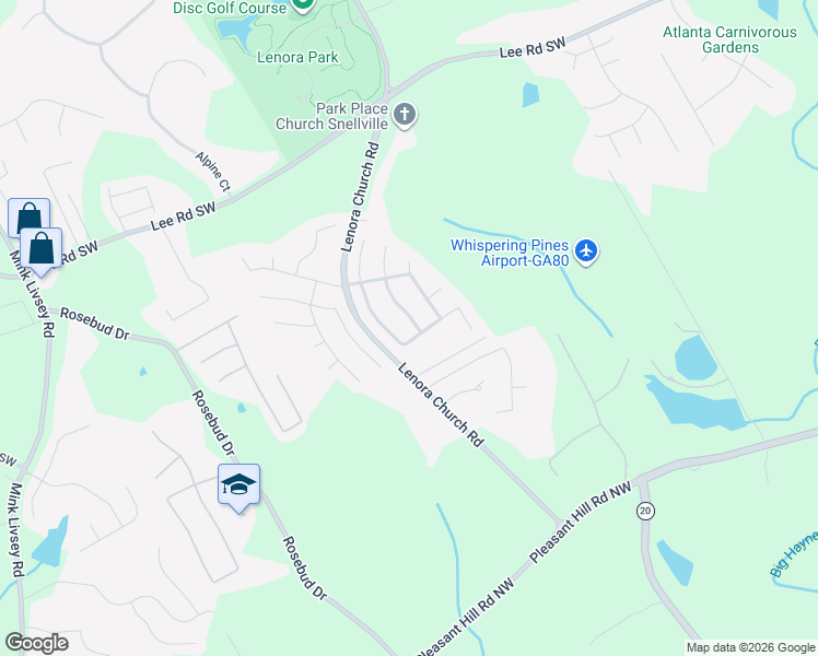 map of restaurants, bars, coffee shops, grocery stores, and more near 4769 Centurian Way View Southwest in Snellville