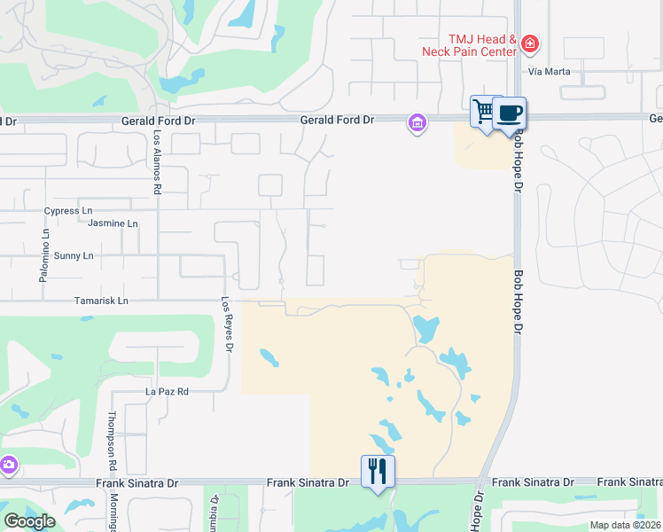 map of restaurants, bars, coffee shops, grocery stores, and more near 14 Stephen Terrace in Rancho Mirage