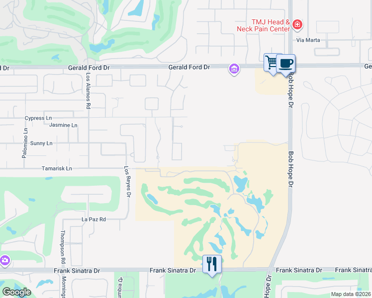 map of restaurants, bars, coffee shops, grocery stores, and more near 15 Judd Terrace in Rancho Mirage