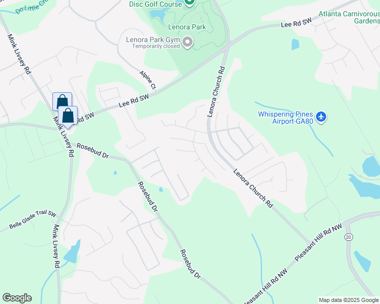 map of restaurants, bars, coffee shops, grocery stores, and more near Metro Way Southwest in Snellville