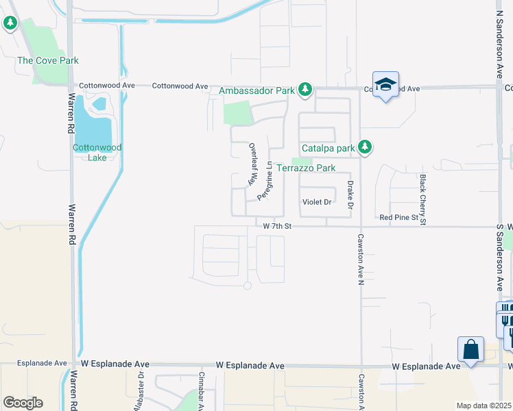 map of restaurants, bars, coffee shops, grocery stores, and more near 609 Peregrine Lane in San Jacinto