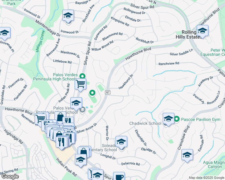 map of restaurants, bars, coffee shops, grocery stores, and more near 26822 Hawkhurst Drive in Rancho Palos Verdes