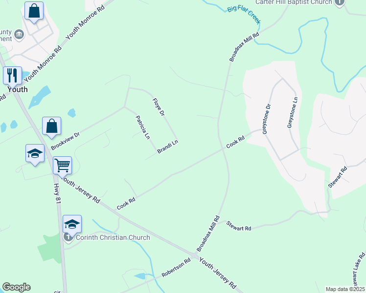 map of restaurants, bars, coffee shops, grocery stores, and more near 1809 Brandi Lane in Loganville