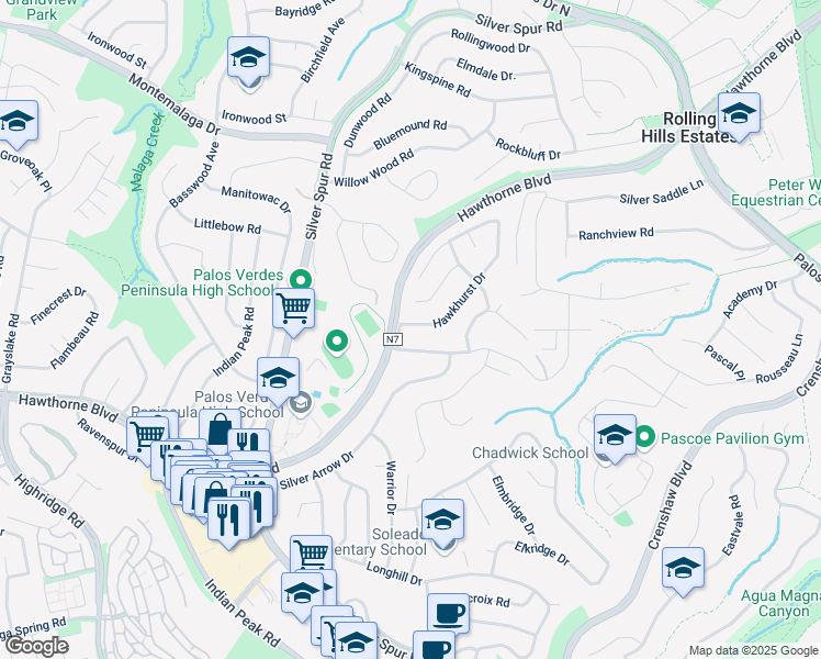 map of restaurants, bars, coffee shops, grocery stores, and more near 26822 Hawkhurst Drive in Rancho Palos Verdes
