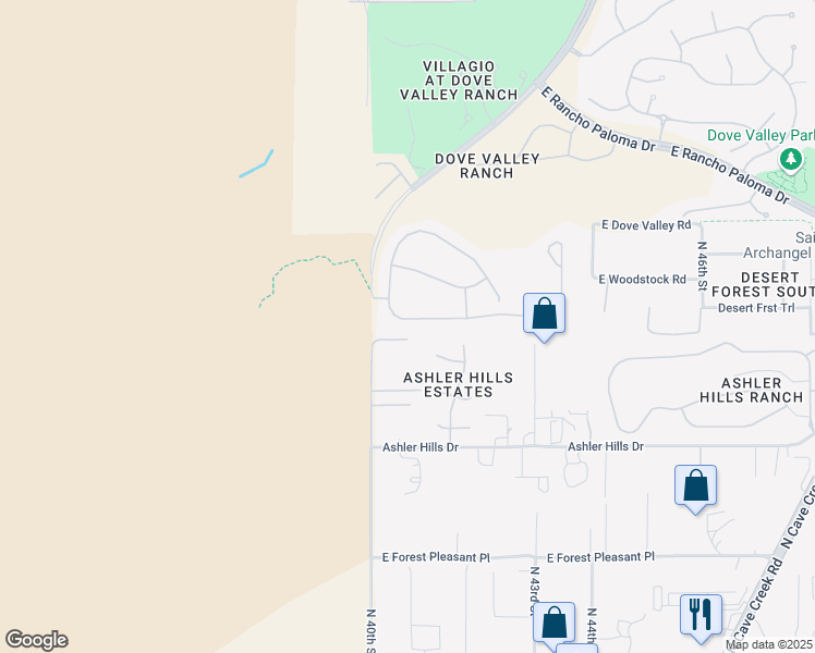 map of restaurants, bars, coffee shops, grocery stores, and more near 4035 East Desert Forest Trail in Cave Creek