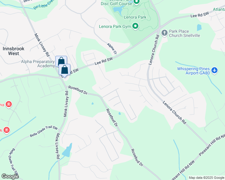 map of restaurants, bars, coffee shops, grocery stores, and more near 3417 Pembrook Farm Way Southwest in Snellville