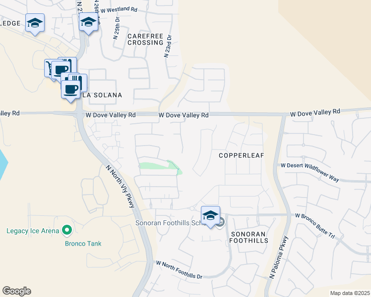 map of restaurants, bars, coffee shops, grocery stores, and more near 32713 North 23rd Avenue in Phoenix