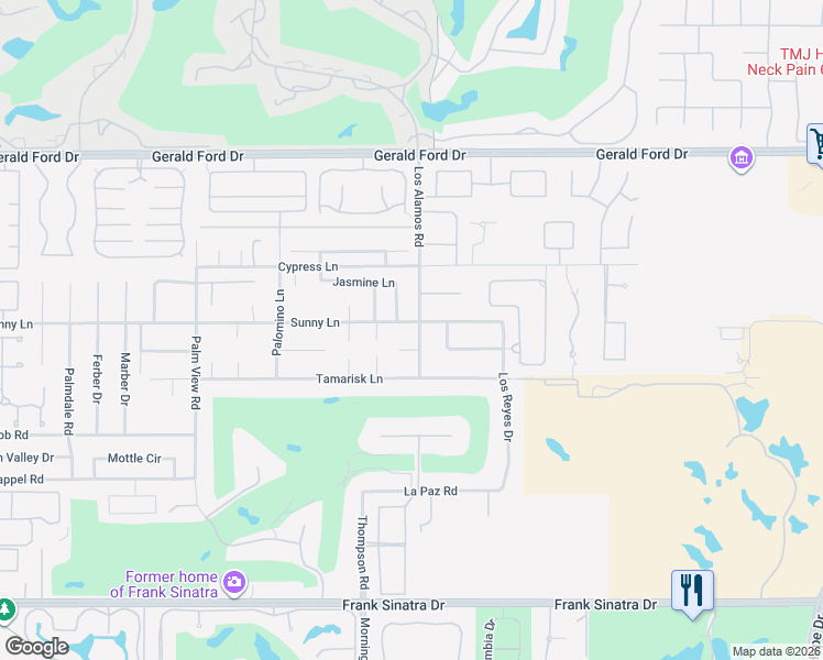 map of restaurants, bars, coffee shops, grocery stores, and more near 70945 Sunny Lane in Rancho Mirage