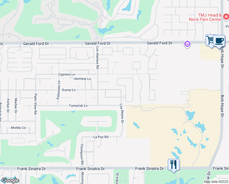 map of restaurants, bars, coffee shops, grocery stores, and more near 71137 Sunny Lane in Rancho Mirage