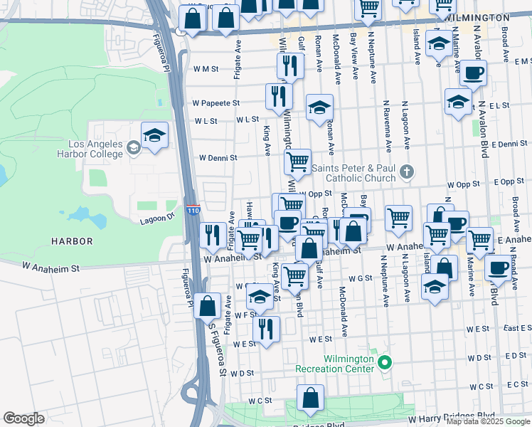 map of restaurants, bars, coffee shops, grocery stores, and more near 930 Hawaiian Avenue in Los Angeles