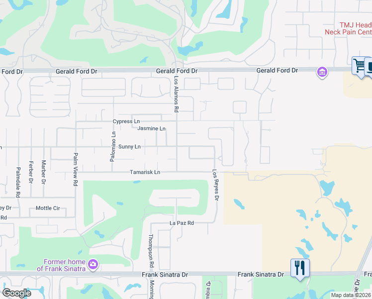 map of restaurants, bars, coffee shops, grocery stores, and more near 36781 Patricia Park Place in Rancho Mirage