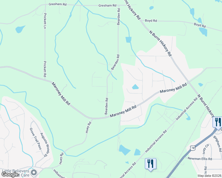map of restaurants, bars, coffee shops, grocery stores, and more near 4810 Shaye Crossing in Douglasville