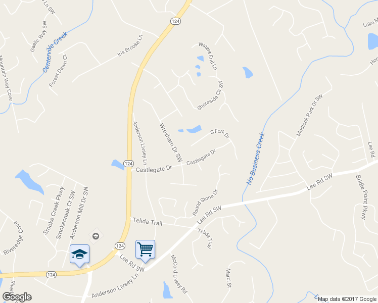 map of restaurants, bars, coffee shops, grocery stores, and more near 4051 South Fork Drive in Snellville
